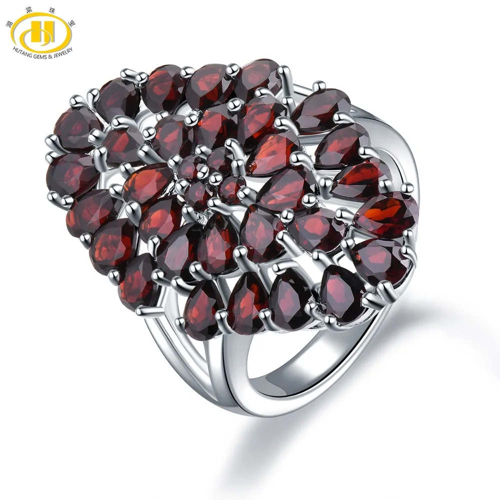 Red gemstone real natural garnet wedding ring sterling silver heart cut unique handmade ring