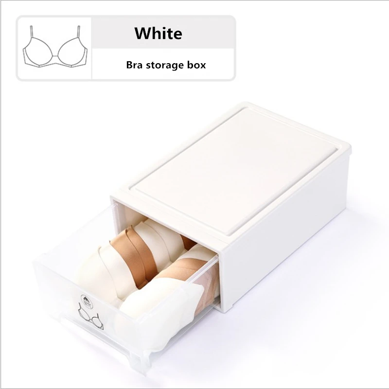 Коробка для хранения, носки, бюстгальтер, нижнее белье, коробка для хранения, отдельная шкатулка с отделкой, тканевые органайзеры для отделки - Цвет: White bra