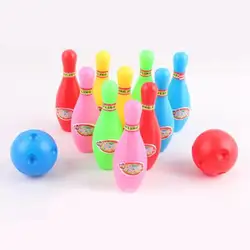 Яркий цвет дети пластиковый боулинг набор мини взаимодействие Досуг развивающие игрушки с шариком и булавками подарок