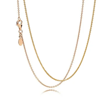 

2020 Real 925 Sterling Silver Necklace Chain Rose Gold Fit pandora Pendant Basic Necklace Luxury DIY Jewelry Gift For Sister