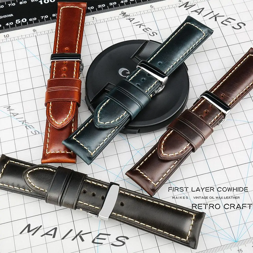 Elegant Oil Wax Leather Unisex Watch Strap Bracelet
