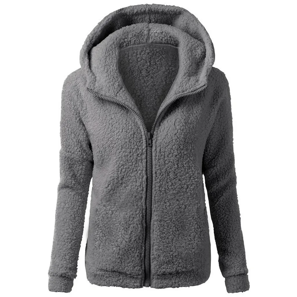 Womens Hoodies Jacket Winter Warm Fleece Soft Teddy Hoodies Jumper Hoody Parkas Casual Streetwear Sweater Coat With Pocket#3