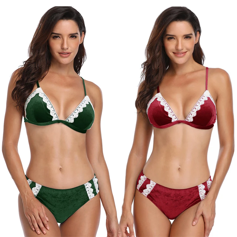 2021 New Summer Sexy Women Pure Color Swimwear Fashion Style Lady Bandage Bikini Set Push-up Bra Bathing Suit Biquini Swimsuit | Спорт и