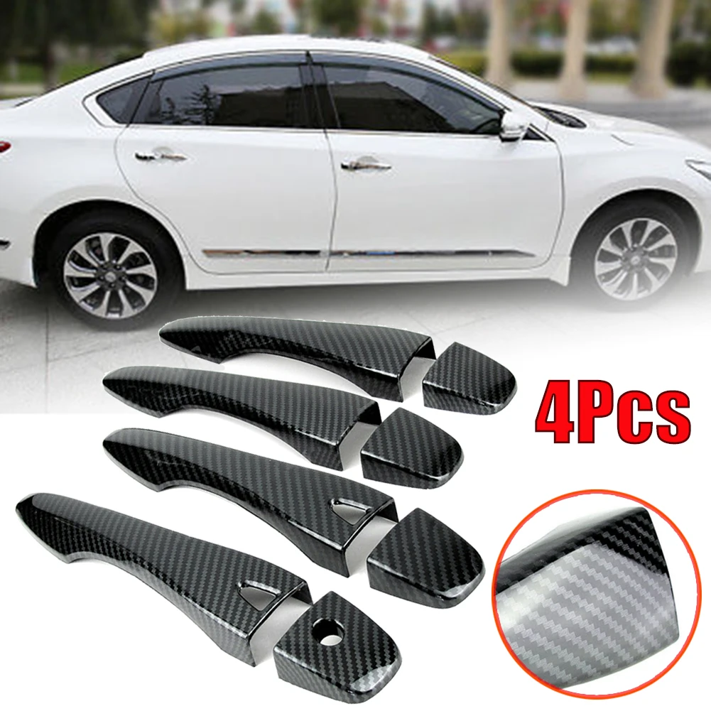 Углеродное волокно сторона Смарт дверные ручки крышки планки для 2013- Nissan Altima