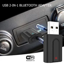 Adaptateur USB 2 en 1, transmetteur récepteur stéréo sans fil, Kit de voiture, commutateur de Mode à un bouton, Radio musicale 5.0
