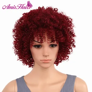 

Amir Afro Kinky Curly Wigs for Women Black Short Wigs with Bangs Red Synthetic Wigs African Hairstyle Heat Resistant