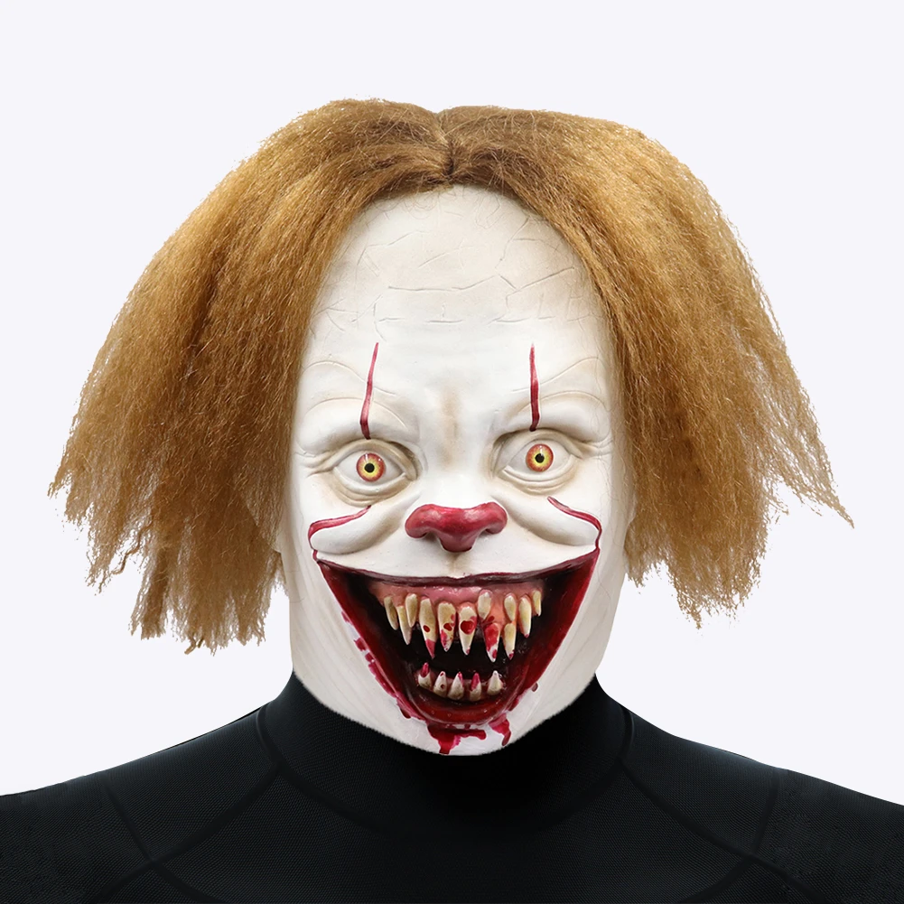 Хэллоуин ужас одежда для клоуна маска на Хэллоуин вечеринку Карнавал косплей страшное полное лицо клоун маска реквизит реалистичный Латекс маски