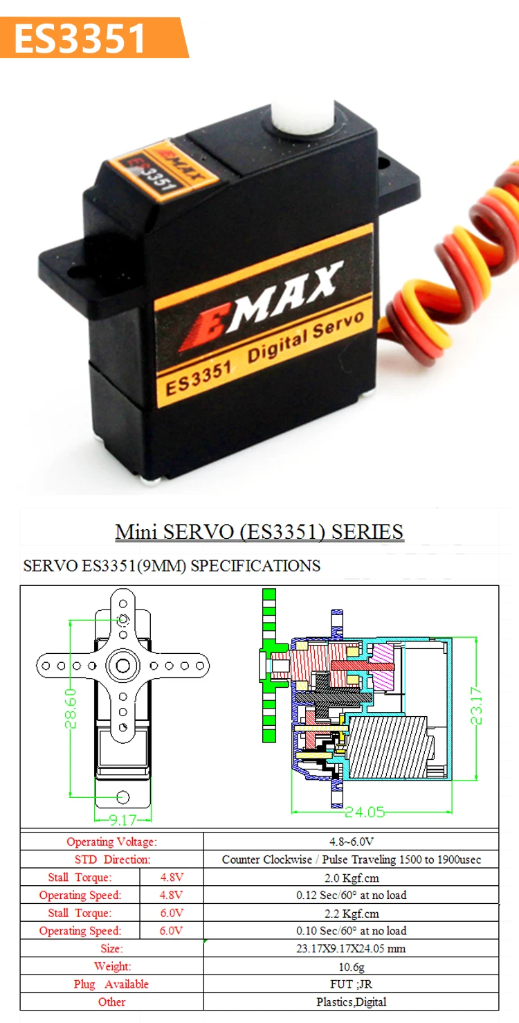 EMAX ES3301 ES3302 ES3351 ES3352, 9mm, 4 peças por lote