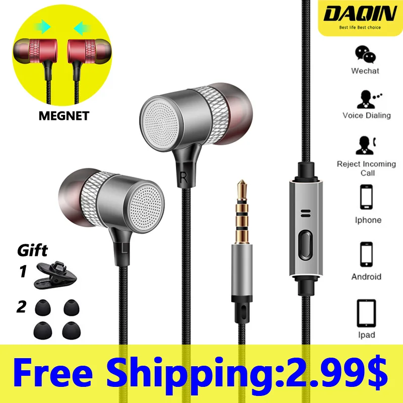 

Earbuds Wired Earphones in Ear with Mic Noise Isolating Headphones for Cell Phone Volume Control for All 3.5mm Interface Device