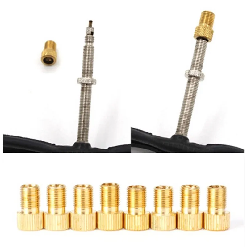 2PCS Valve Adapter Pump Wheels Gas Nozzle Tube Tool Convert Presta To Schrader Copper Valve Adaptor 