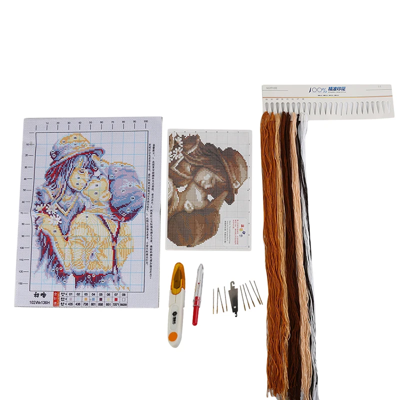 Kiss Goodbye DIY Hand Cross Stitch Embroidery kit Needlework Set For Embroidery Home Decor Needlework