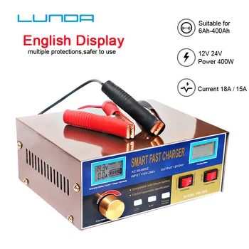 

English LCD display high power 400W car battery charger 12V 24V car motorcycle truck ，Lead Acid Lithium Battery Charger