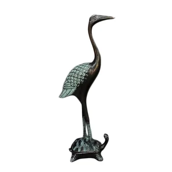 

LAOJUNLU Archaize Pure Copper Crane Turtle Ganoderma Lucidum Crane Decoration Variety, No Ganoderma lucidum single high 18 cm