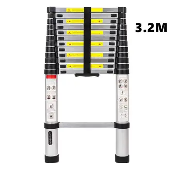 

3.2m ladder retractable folding aluminum herringbone ladder Telescopic Extension Tall Multi Purpose telescopic ladder step HWC