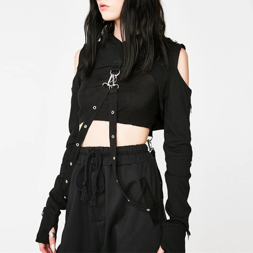 Womens Gothic Elastic Fishnet Long Sleeve Mesh Crop Tops Clubwear Womens Gothic Elastic Fishnet Long Sleeve Mesh Crop Tops Clubwear