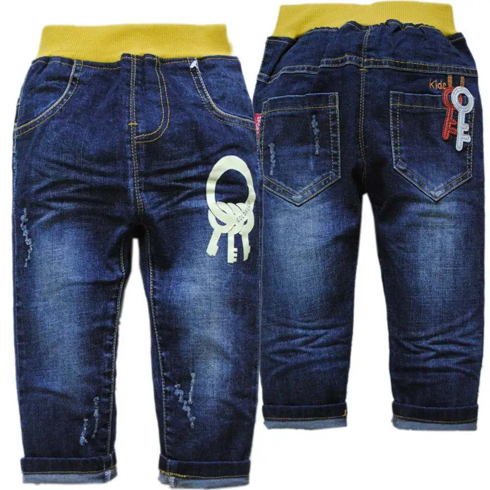 

3616 soft boys girls kids jeans casual seven cents calf-length pants summer denim capris