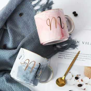 

Luxury Marble Coffee Tea Porcelain Mug Couples Eco Friendly Nordic High Quality Ceramic Milk Espresso Cup Drinkware Gift MM60MKB