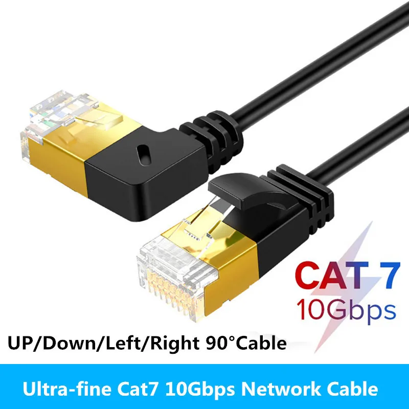 Cat6 Compatible Patch Cord 90 Degree Right Angle 10Gbps Ethernet Cable RJ45 Cat7 Lan Cable UTP RJ45 Network Cable0.5m 1m