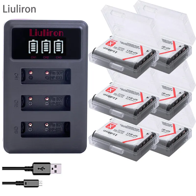 

6x bateria NPBX1 NP-BX1 NP BX1 Battery Packs + 3lots USB Charger for Sony DSC RX1 RX100 AS100V M3 M2 HX300 HX400 HX50 HX60 GWP88