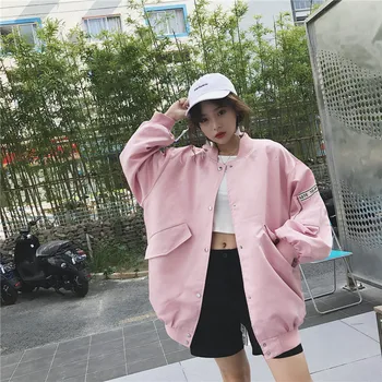 

Bomber Jacket Women New Fashion Basic Jacket Female Outwear Casual Loose Windbreaker Women Coat