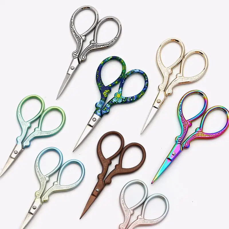 Sewing scissors Tailor scissors Craft scissors Household scissors Retro Sewing Needlework Scissors Stainless Steel Household Embroidery Thread Scissors Handicraft Tools Pruning Tailor