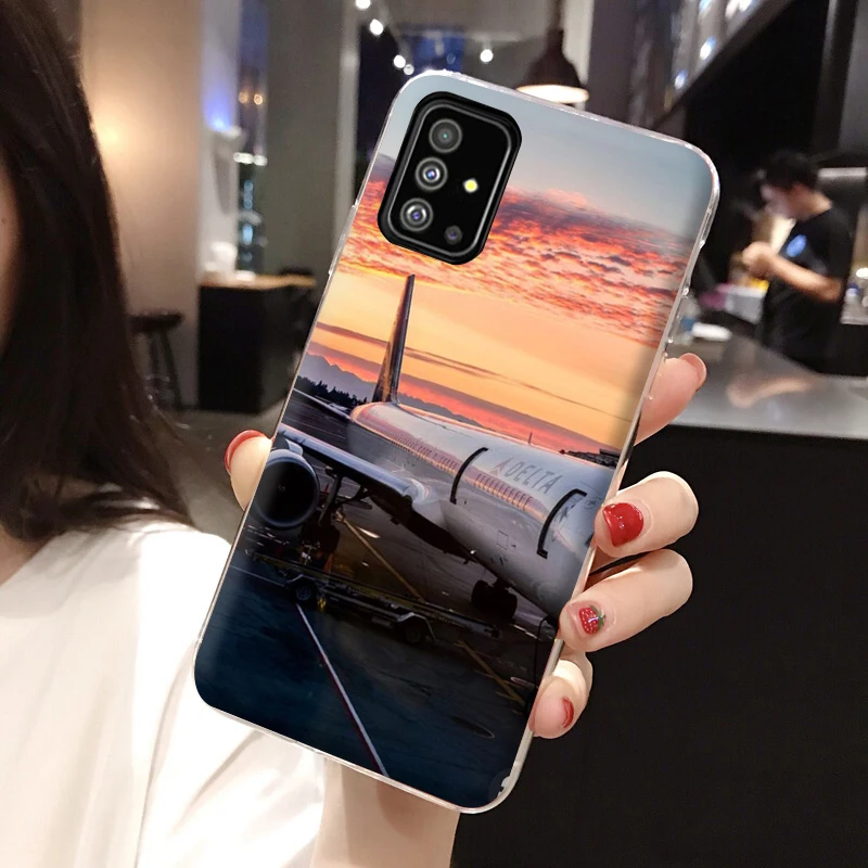 Aircraft Airplane fly travel cloud Sky Luxury Hard Phone Case for Galaxy A51 A71 A81 A91 S10 S20 Ultra Plus Note 10 Lite | Мобильные