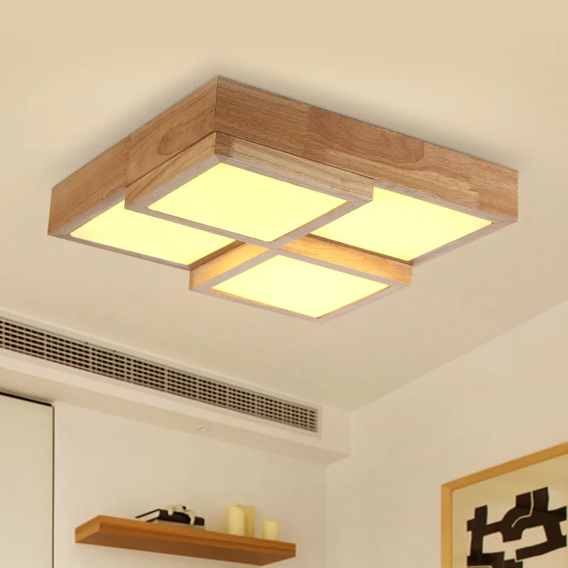 Wooden Modern Ceiling Lights For Living Room Bedroom Luminaria De Teto