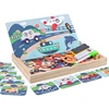 2020 New Children's Early Education Wooden Jigsaw Puzzle Dressing Change / Traffic Magnetic Drawing Board Cognitive Game Free Sh 3