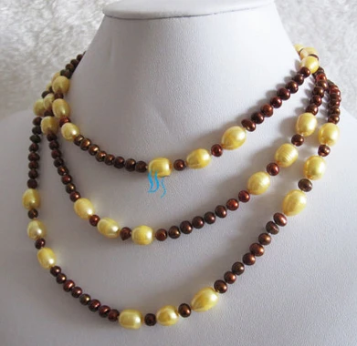 N1460 49&quot 4-9mm Coffee Gold Multi Color Freshwater Pearl Necklace Jewelry 28% Discount NEW | Украшения и аксессуары