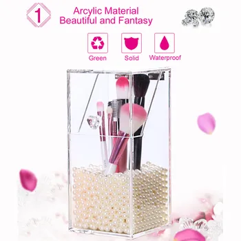 

New Multi-style Acrylic Makeup Organizer Cosmetic Holder Makeup Tools Storage Pearls Box Brush Accessory Organizer Box with Cove
