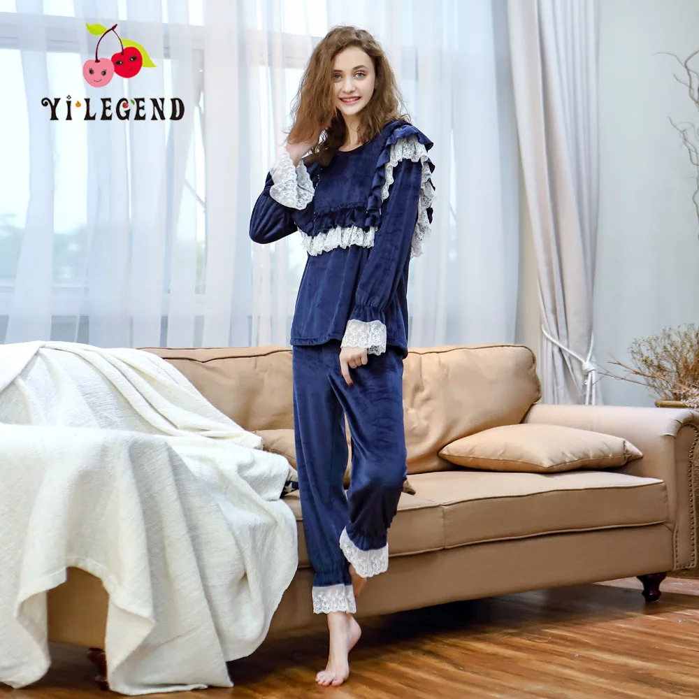 

Pajamas Autumn And Winter Pajamas Suede Spring And Autumn Korean-style Cute Flannel Long Sleeve Trousers Set Pajamas Tracksuit