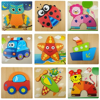 

Three-Dimensional Colorful Wooden Jigsaw Puzzle Kids Educational Developmental Toys Children Early Training Game