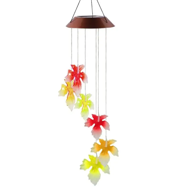 6LED Solar Power Changeable Light IP65 Waterproof Colorful Butterfly Wind Chime Lamp for Home Outdoor Garden Yard Decoration - Испускаемый цвет: Maple Leaf