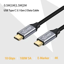 5A Type C Cable 4K@60Hz USB 3.1 Gen 2 10Gbps Data Cable For Macbook Air iPad SAMSUNG Note 20 Ultra S20+ 1+8T QC4.0+ 3.0 PPS 100W