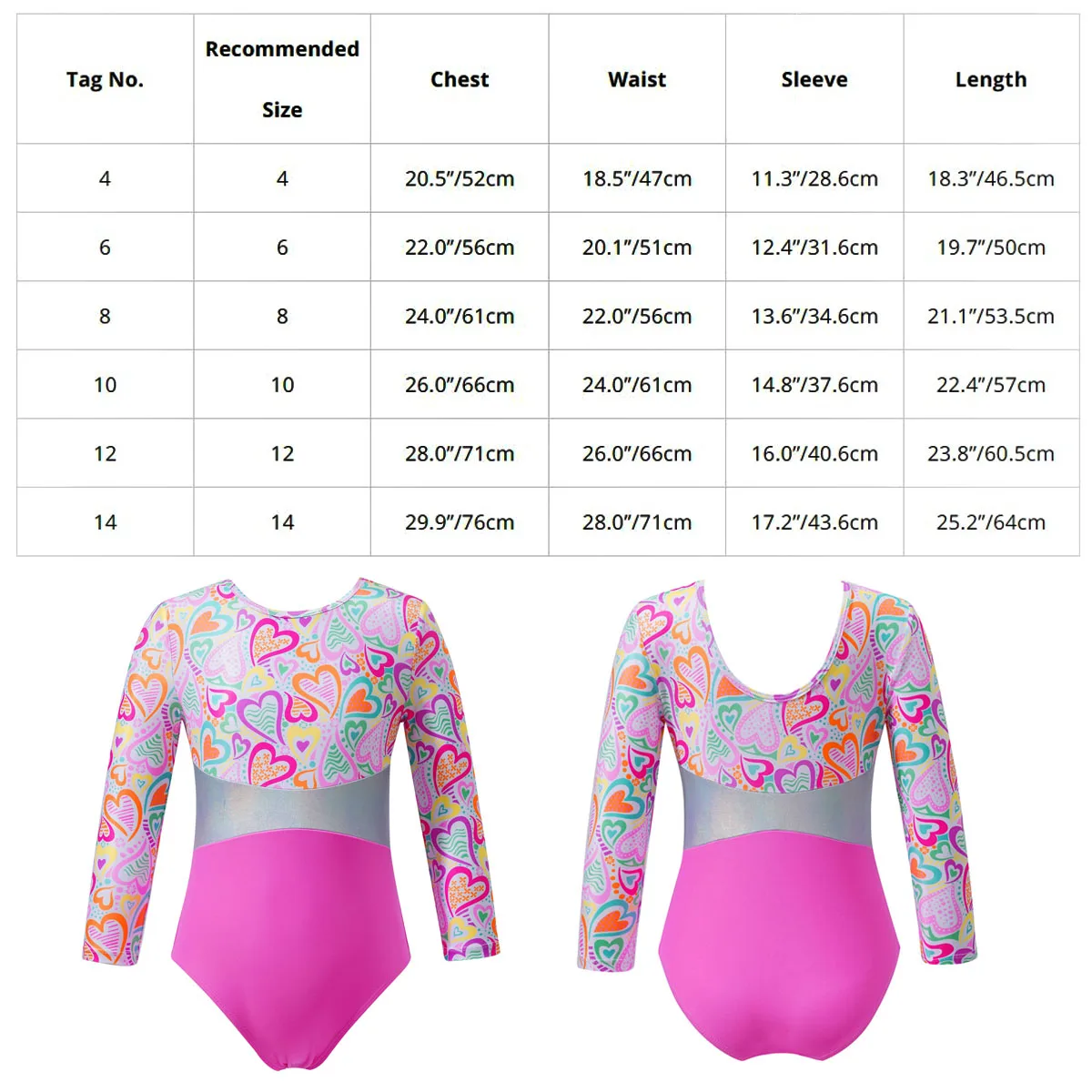 Kids Girls Gymnastics Leotard Children Cartoon Printed Long Sleeve Workout Jumpsuit Bodysuit Ballet Dancing Dress