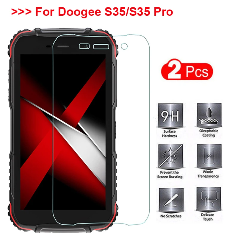 2PCS Tempered Glass For Doogee S35 Protective Glass Cover For Cristal Doogee S35 Pro S35Pro Screen protector Mobile Phone Film