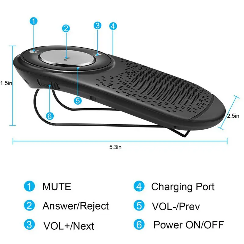 ONEWELL Портативный Автомобильный MP3 Hands-Free Телефон Автомобильный сабвуфер солнцезащитный козырек клип стерео Bluetooth 4.1EDR музыкальный приемник
