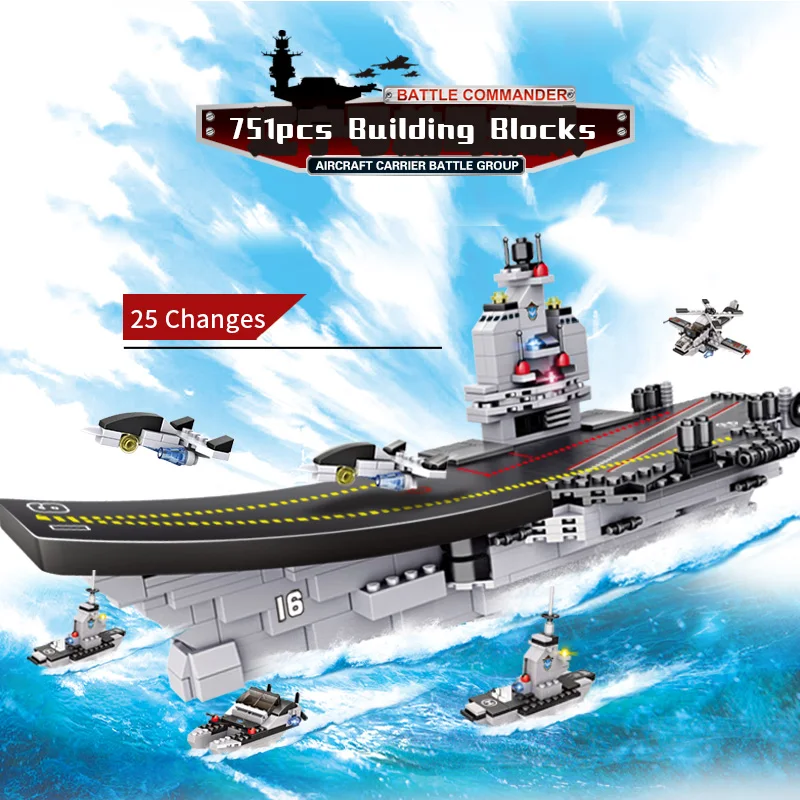 751 шт./компл. военный корабль Ляонин Aircrafted Carrier 3D блоки образовательная модель 8 в 1