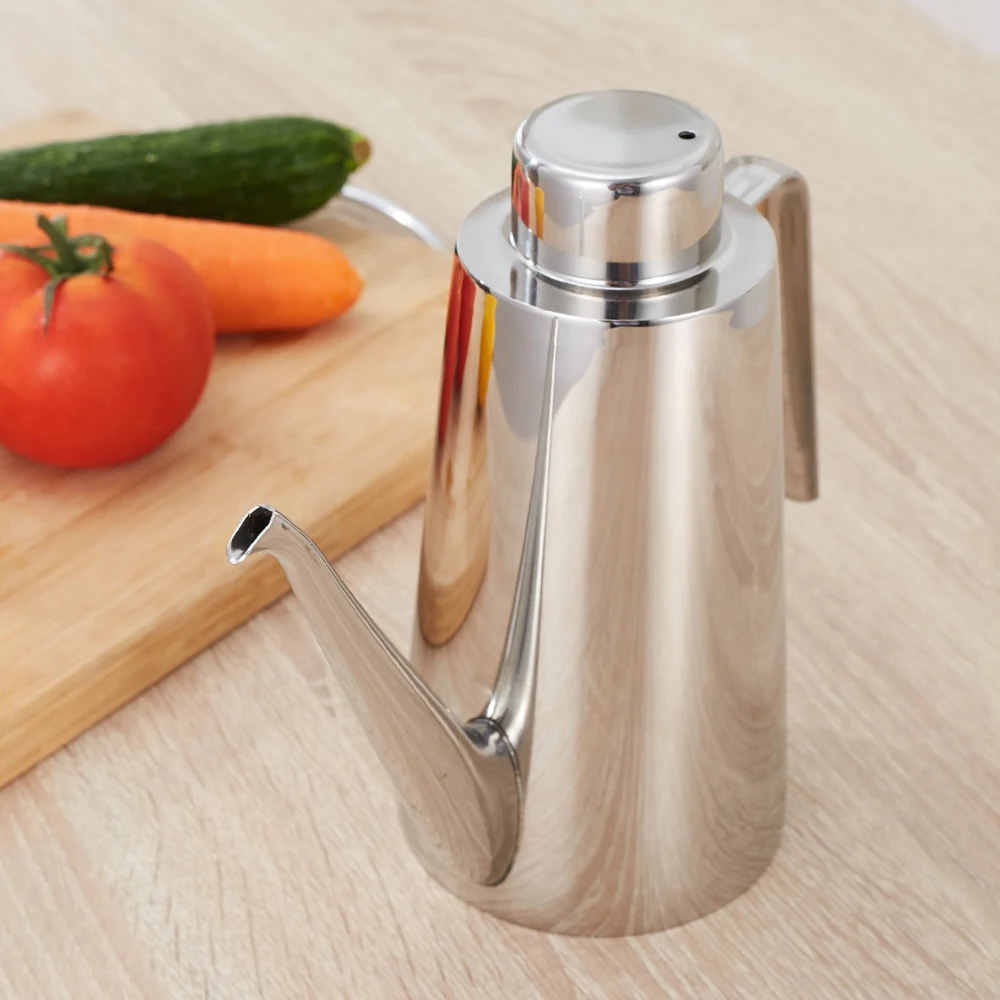 

New 800ml Oil Pot In Home Kitchen Olive Oil Dispenser Cooking Vinegar Dispenser Oil Container with Lid Stainless Steel Oil Pot
