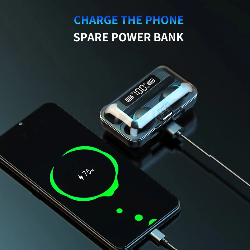 F9 TWS Earphones Wireless Bluetooth 5 0 Earphone In Ear Headphones Ear Headphone Touch Control Earbuds LED Headset For IPhone