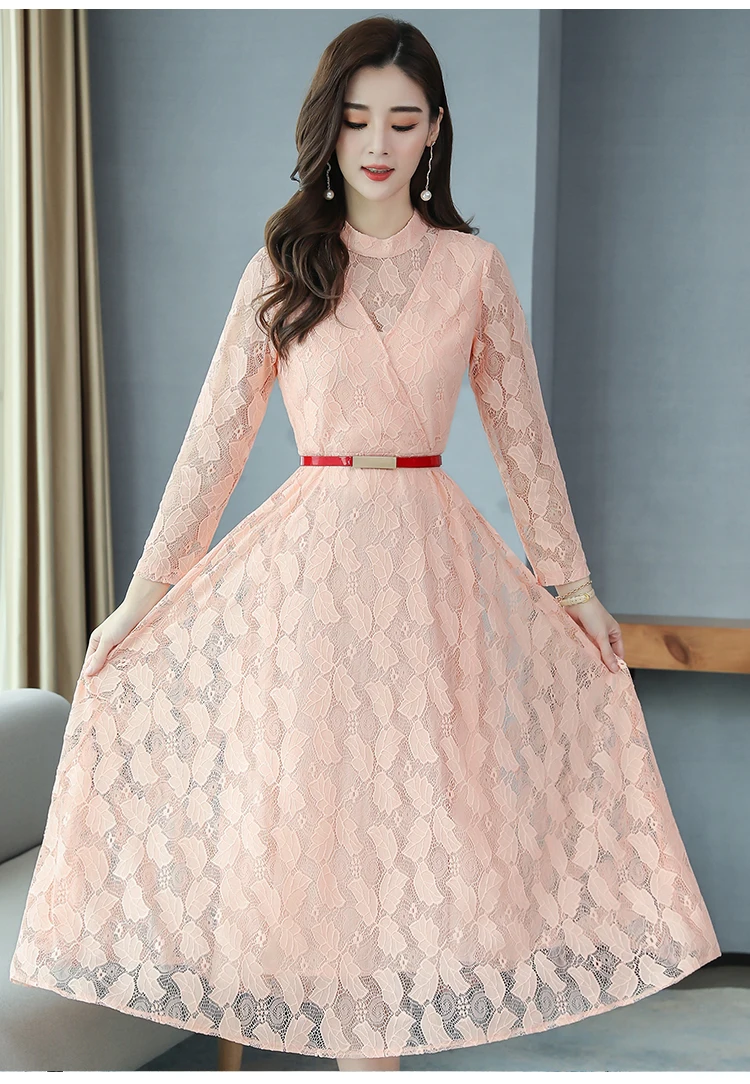 Винтажное однотонное кружевное сексуальное платье макси, Осень-зима, 3XL размера плюс, платье миди с длинным рукавом, элегантные женские облегающие вечерние платья