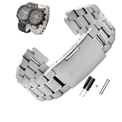 Stainless Steel Men's Watchband - Silver & Black Bracelet, 24mm Lug End - 24 - 16mm lug end (Color B silver)