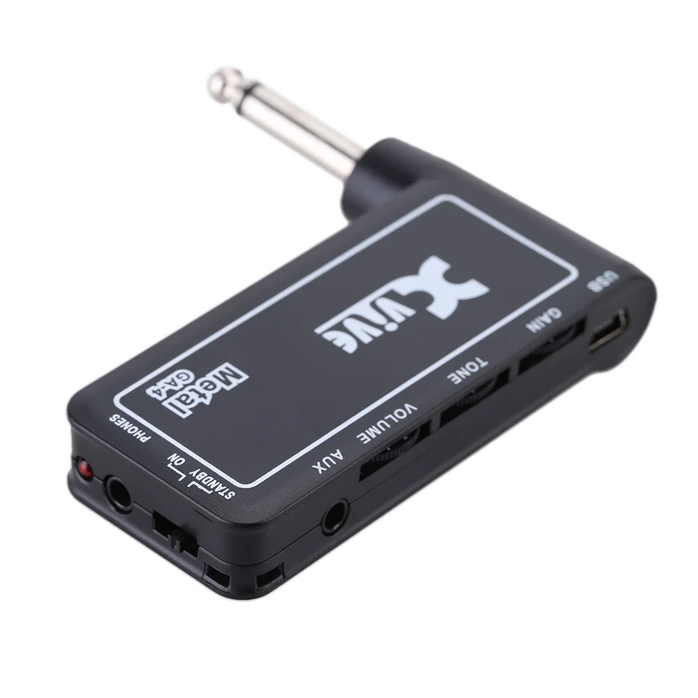 Xvive GA4 Metal Mini Portable Rechargeable Electric Guitar Plug Headphone Amp Amplifier
