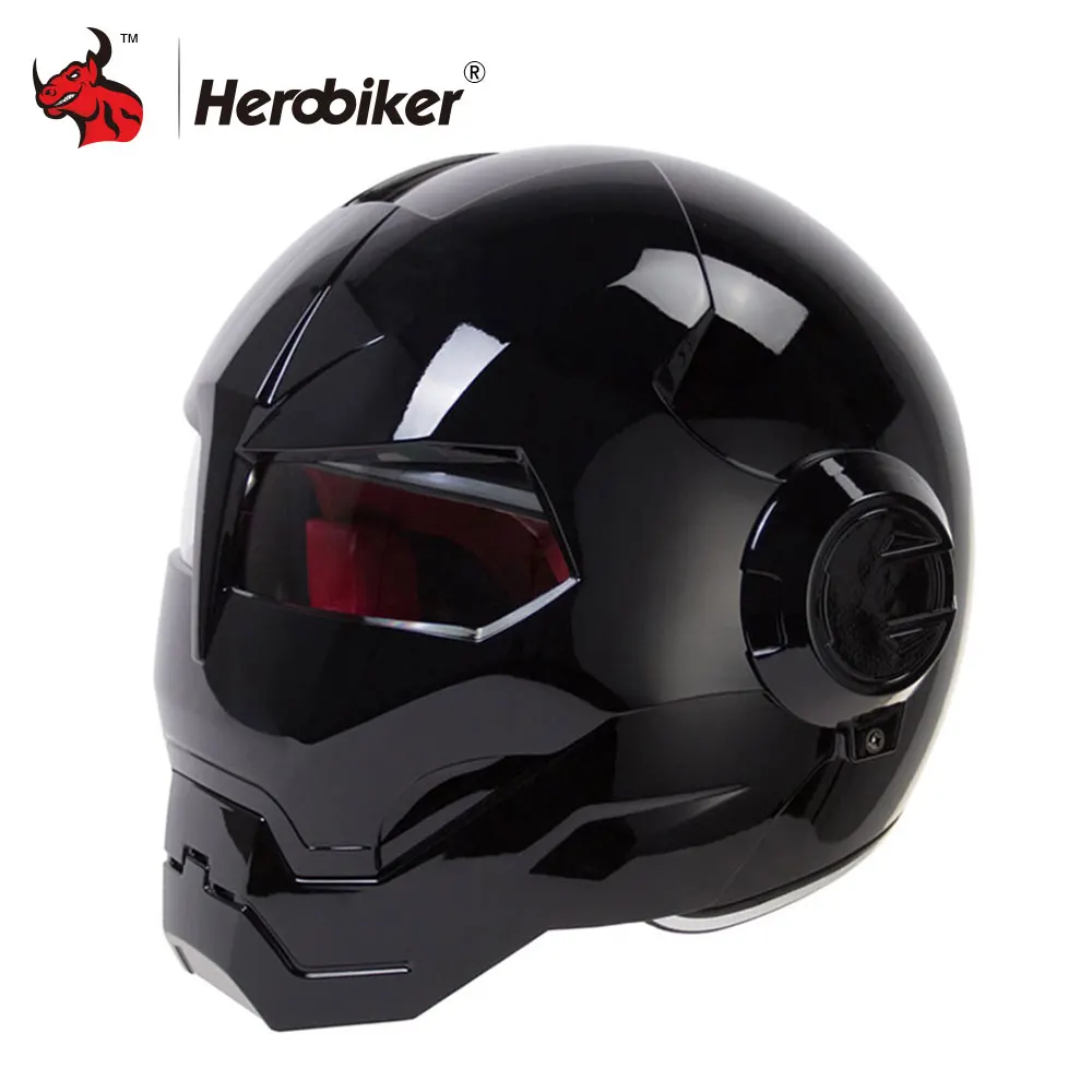Винтажный мотоциклетный шлем HEROBIKER в стиле ретро на все лицо Casco Moto Cruiser Chopper Cafe Racer