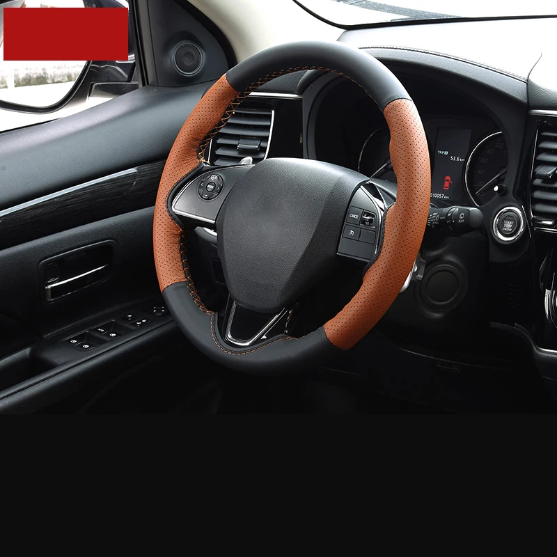 

Lsrtw2017 Genuine Leather Car Sreering Wheel Cover for Mitsubishi Outlander 2016 2017 2018 2019 2020