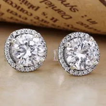 Оригинальные Классические Элегантные серьги-гвоздики с прозрачными кристаллами для женщин, 925 пробы серебряные серьги, свадебный подарок, европейские ювелирные изделия DIY