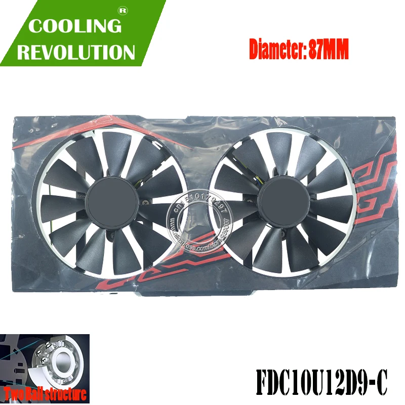 Gráficos Ventilador para Asus Expedição Rx580 Rx570 Ex-rx580 Ex-rx570 Fdc10u12d9-c Dc12v 0.45amp 4pin Ventiladores e resfriadores - Imagem 2