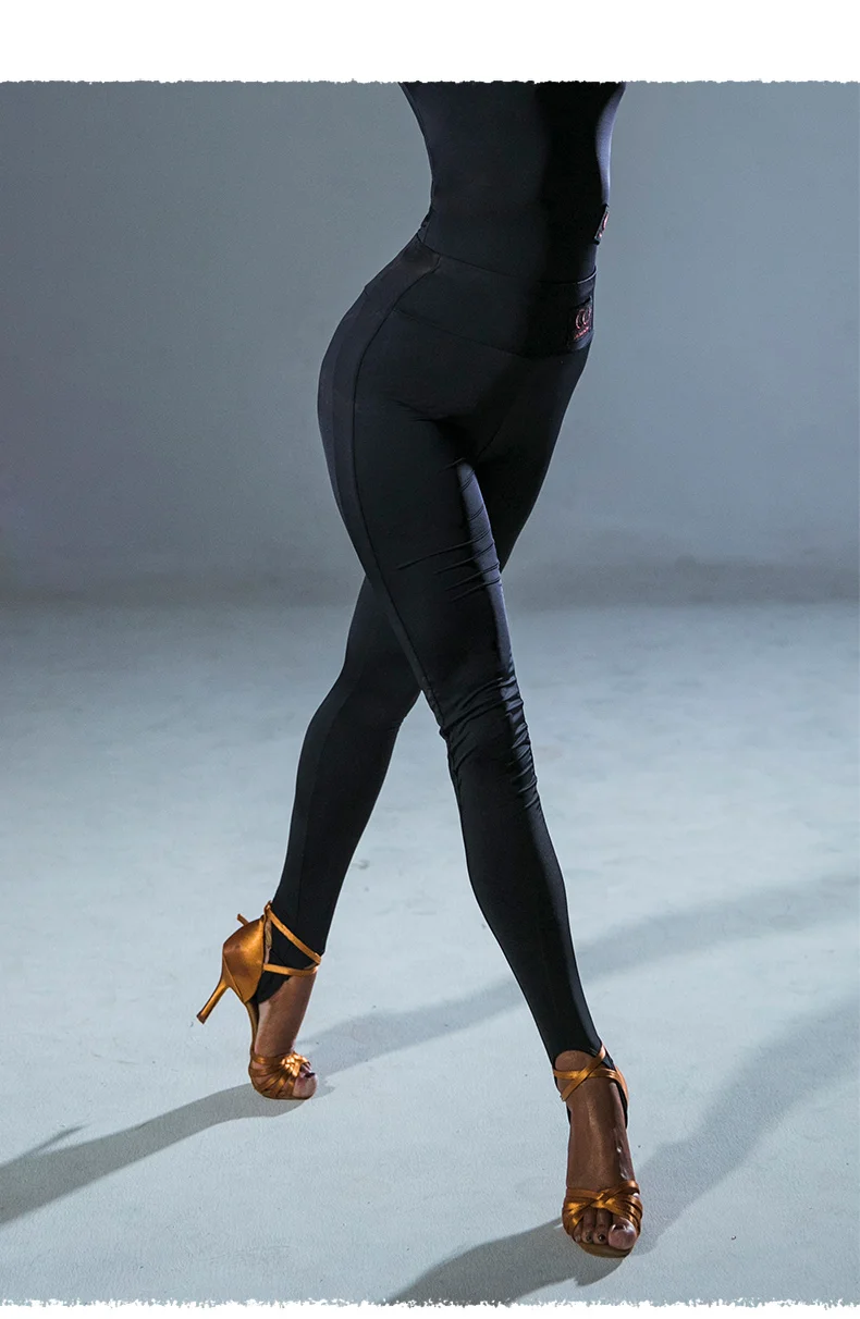 Брюки для латинских танцев черные узкие брюки для сальсы для бальных танцев одежда для тренировок для взрослых профессиональная одежда для латинских танцев для женщин DQS2945