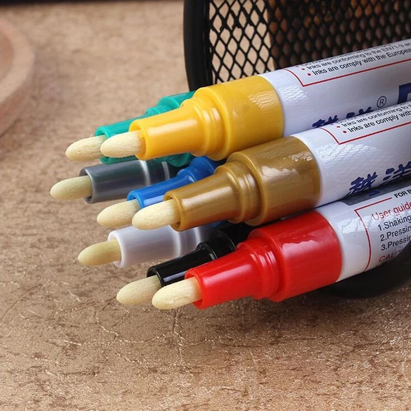 Colorful Universal Waterproof Car paintbrush Motorcycle Auto Wheel Tyre Tire Paint Marker Pen Rubber Permanent