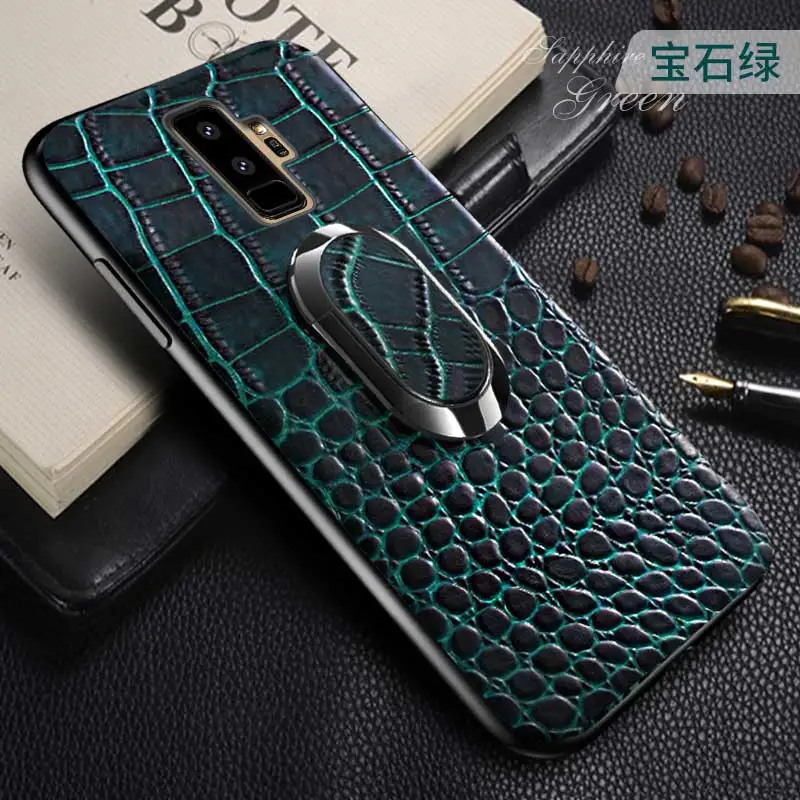Зеленый Натуральная кожа чехол для телефона для samsung Galaxy S10 S9 S8 plus Note 8 9 360 полный защитный кожаный чехол с магнитной застежкой Чехол для a50 a70 a8 a7 - Цвет: Зеленый